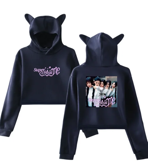 Illit Super Real Me Album Cover Cropped Hoodie